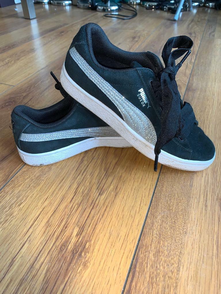 silver glitter puma trainers